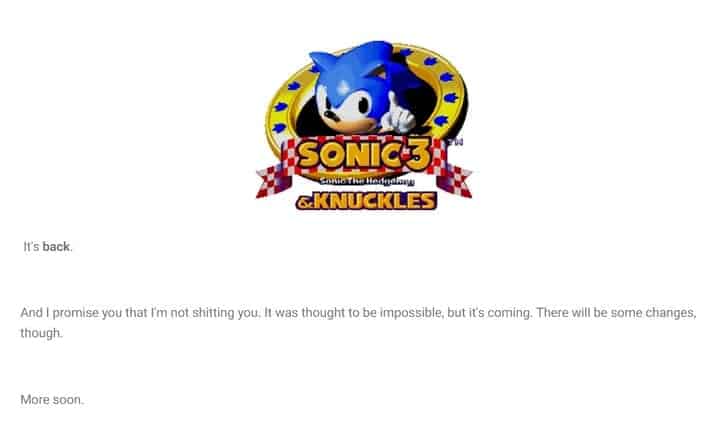 sonic 3 and knuckles rumored to be part of new collection 1