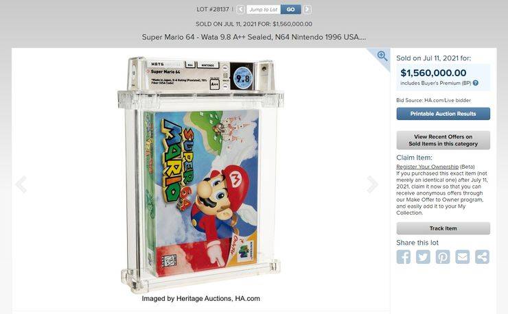 super mario 64 auction 1 5 million
