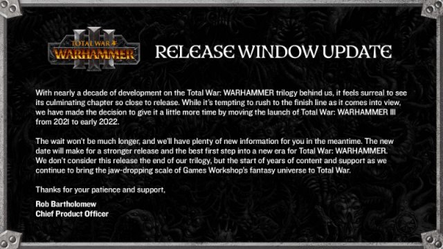 total war warhammer iii delayed 1