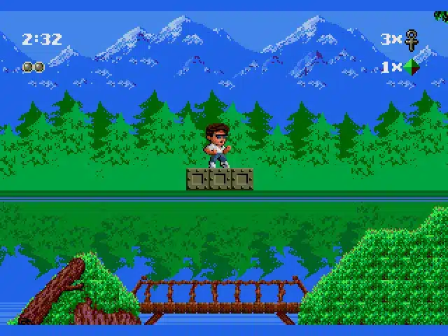 Premier niveau, Kid arrière plan montagne et foret.