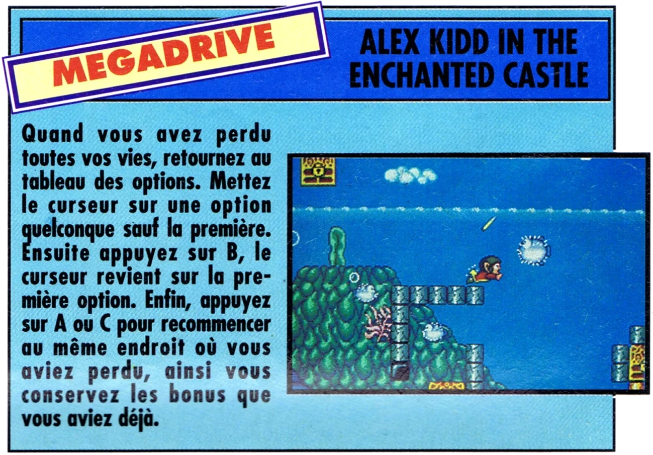 astuce alex kidd in the enchented castle mega force n1 juillet 1991 scaled e1778250713160