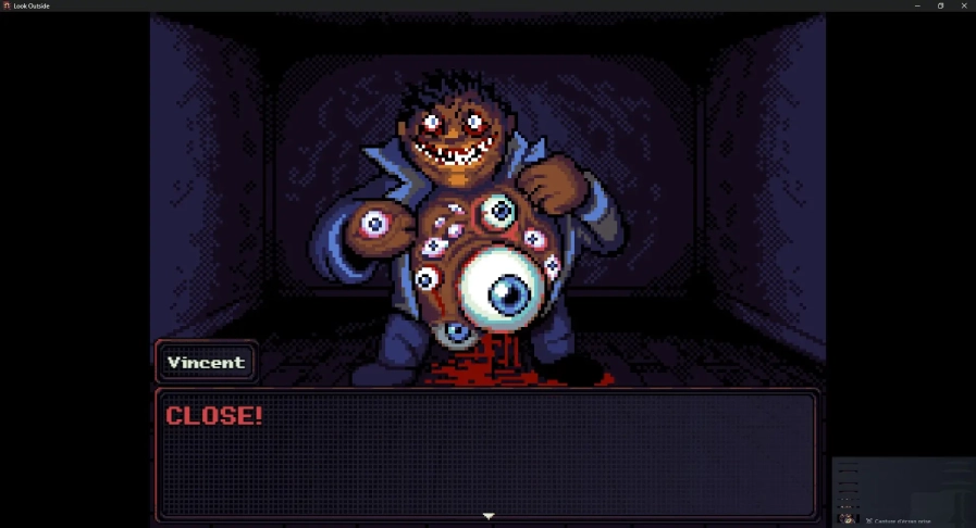 le pixel art flippant de look outside