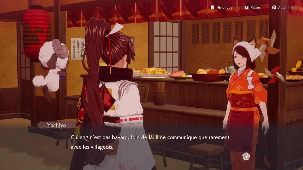 Des dialogues écrits mais aucuns paroles dans Guardians of Azuma