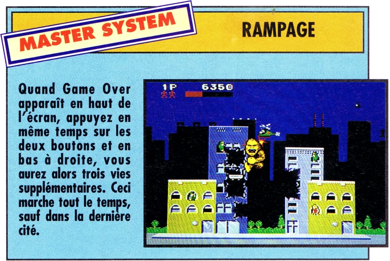 astuce rampage mega force n1 juillet 1991 scaled e1778437271774