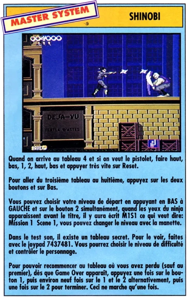astuce shinobi mega force n1 juillet 1991 scaled e1778527276982